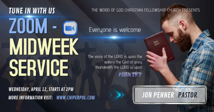Blue Online Midweek Church Service Facebook P Template | PosterMyWall
