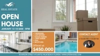 Blue Open House Real Estate Agency Ad Digital Display (16:9) template
