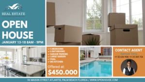 Blue Open House Real Estate Agency Ad Digitalt display (16:9) template