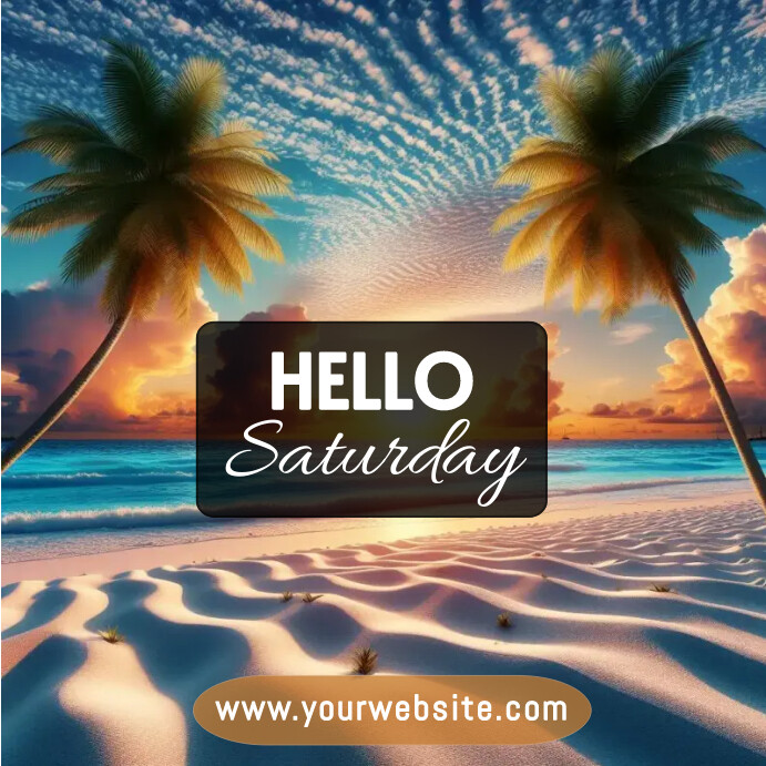 Saturday In Blue Modèle Blue orange black hello Saturday template | PosterMyWall