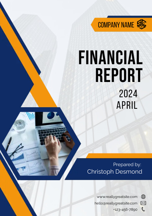 Blue Orange Financial Report Cover Template | PosterMyWall