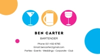 Blue Orange Pink Bartender Business Card Temp template