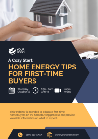Blue Orange Professional First Time Home Buyer Poster Flyer Ad A4 template