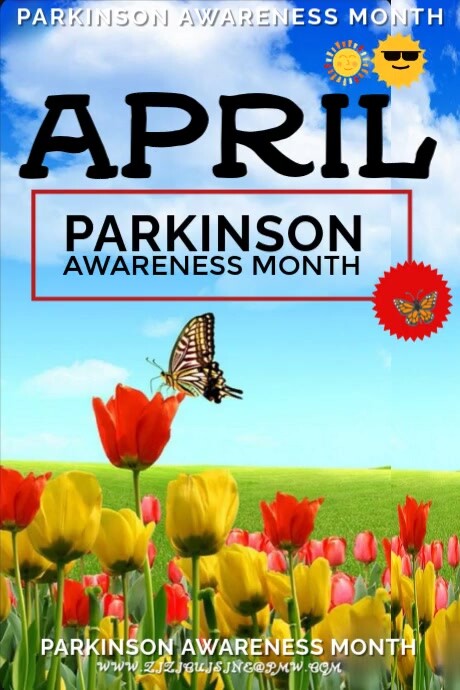 Blue  Parkinson Awareness Month  Poster Cartaz template