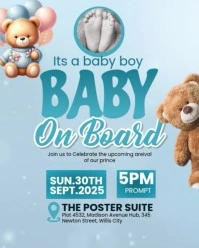 Blue Pastel Baby Shower Invitations Template  Instagram Portrait