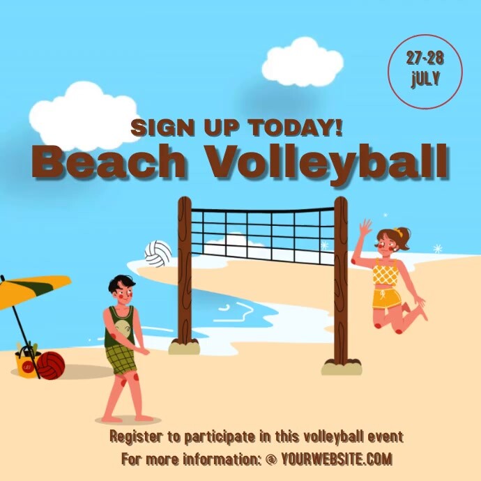 Blue Pastel Beach Volleyball Instagram Post template