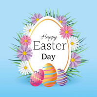 Blue Pastel Easter Celebration Poster  Instagram Post template