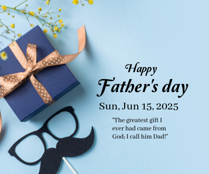 Blue Pastel Father's Day Wish Cards  Medium Rectangle template