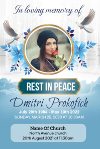 Blue Pastel Funeral Announcement Poster Pinterest Graphic template