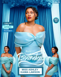 Blue Pastel Happy Birthday  Instagram Portrait template