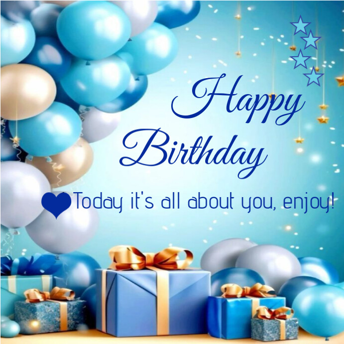 Plantilla de Blue Pastel Happy Birthday Instagram Post | PosterMyWall