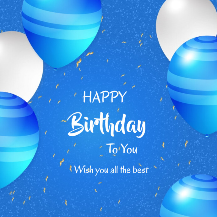 Blue Pastel Happy Birthday To You Instagram Post Template | PosterMyWall