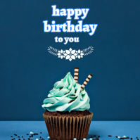 Blue Pastel Happy Birthday To You  Instagram Post template