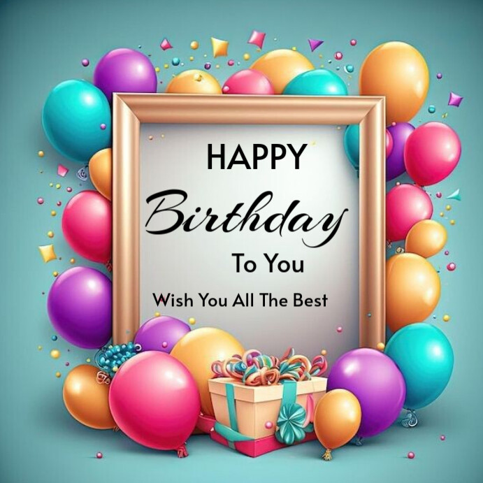 Blue Pastel Happy Birthday To You Instagram Post Template | PosterMyWall