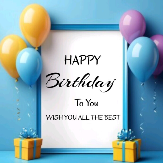 Blue Pastel Happy Birthday To You Instagram Post Template | PosterMyWall