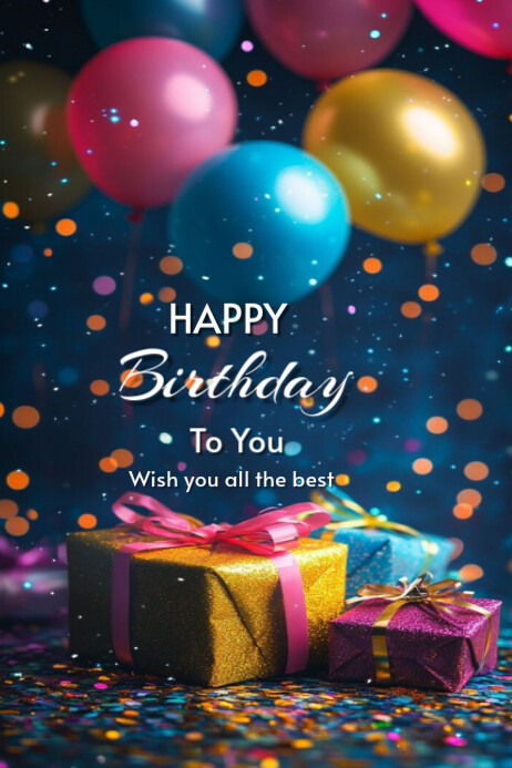 Plantilla de Blue Pastel Happy Birthday To You Poster | PosterMyWall