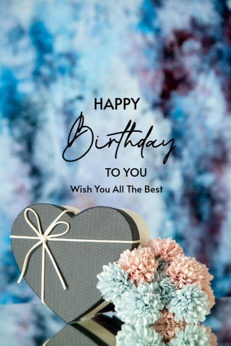 Blue Pastel Happy Birthday To You  Poster Plakat template