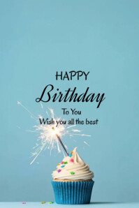Blue Pastel Happy Birthday To You  Poster template