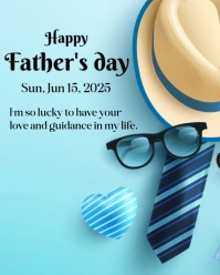 Blue Pastel Happy Father's Day Wish Cards Instagram Portrait template