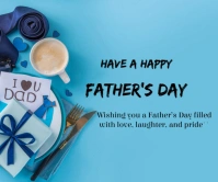 Blue Pastel Happy Father's Day Wish Cards  Large Rectangle สามเหลี่ยมขนาดใหญ่ template