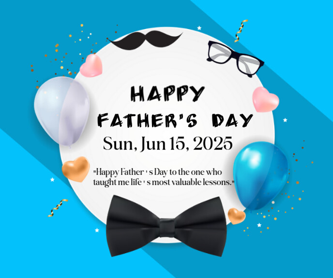 Blue Pastel Happy Father's Day Wish Cards  Large Rectangle Duży prostokąt template