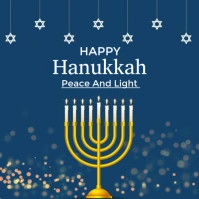 Blue Pastel Happy Hanukkah Background Template  Instagram Post