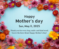Blue Blue Pastel Happy Mother's Day Wish Cards Large Rectangle Duży prostokąt Template