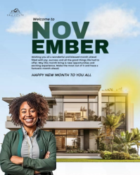 Blue Pastel Happy New Month Flyer Design Template  Instagram Portrait