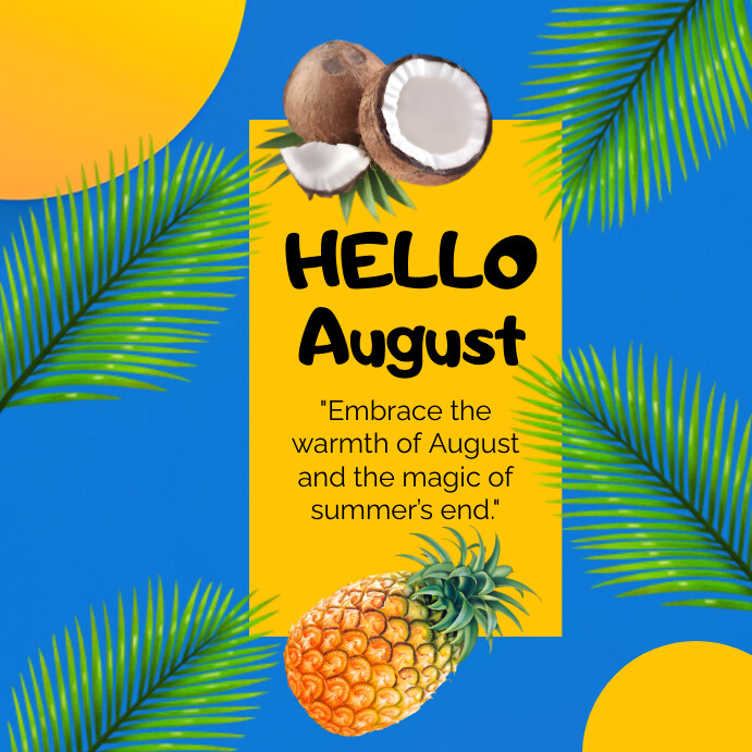 Blue Pastel Hello August Instagram Post Template | PosterMyWall