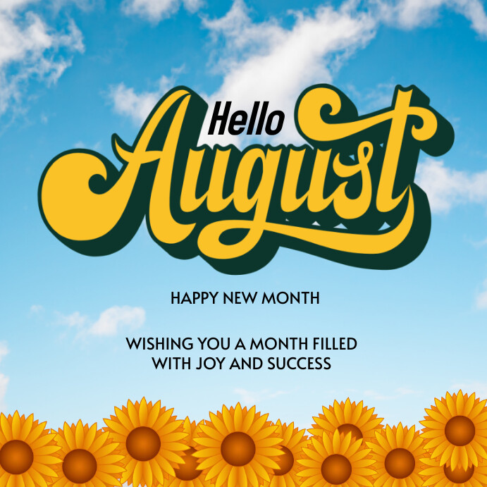 Aug Fall Posts Blue Pastel Hello August Instagram Post Template | PosterMyWall