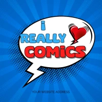 Blue Pastel I Really Love Comic  Instagram Post template