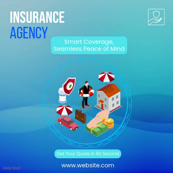 Blue Pastel Insurance Agency Ad Instagram Post template