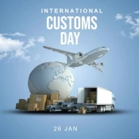 Blue Pastel International Customs Day  Square (1:1) template
