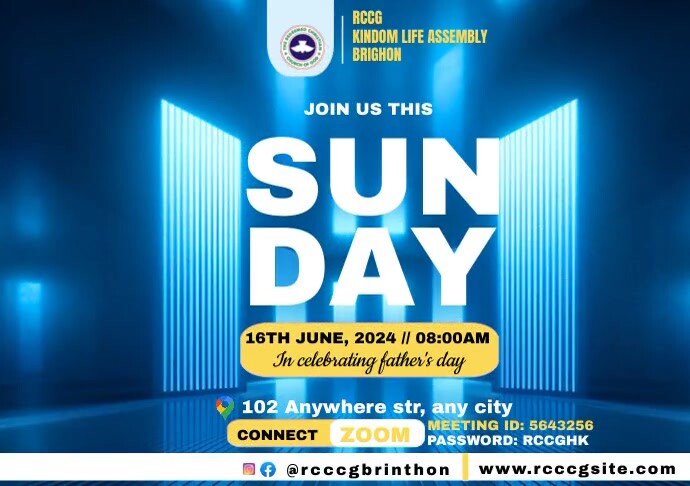 Blue Pastel Sunday Program A4 Template | PosterMyWall