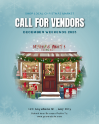 Blue Pastel Vendors Calling For Christmas Market Ad Flyer Template Design Instagram Portrait