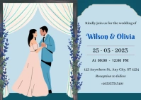 Blue Pastel Wedding Invitation Cards Design Kartu Pos template