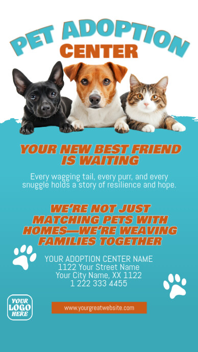 Blue Pet Adoption Center Instagram Story template
