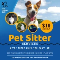 Blue Pet Sitter Services Ad Square Video template