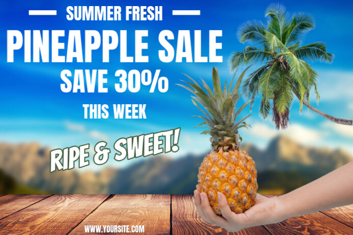 Blue  Pineapple Sale Poster Ad Poster Plakkaat template