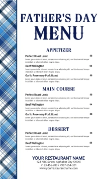 Blue Plaid Modern & Minimal Father's Day Rest Affichage numérique (9:16) template