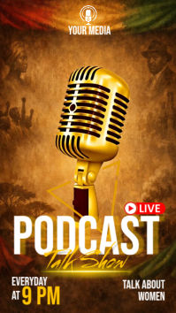 สีส้ม Podcast Talk Show งานแสดงผลงานแบบดิจิทัล Template