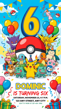 Blue Pokemon Birthday Party Instagram Story template