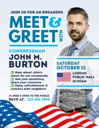 Blue Political Candidate Meet & Greet Flyer template
