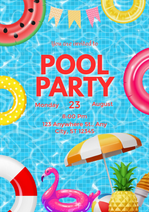Copy of Blue Pool Party A4 | PosterMyWall