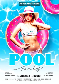Blue Pool Party A6 template