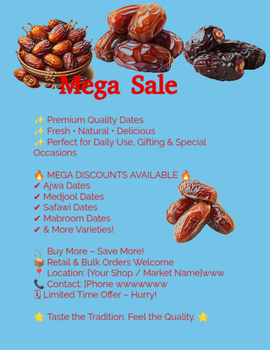 Blue Premium Dates Sale Flyer Template | PosterMyWall