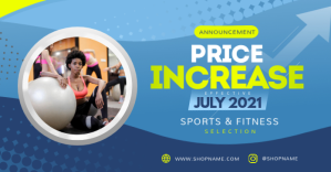 สีน้ำเงิน Sports & Fitness Price Increase Announcement Facebook Shared Image Template