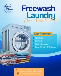 Blue Profesional Freewash Laundry Instagram Portrait template