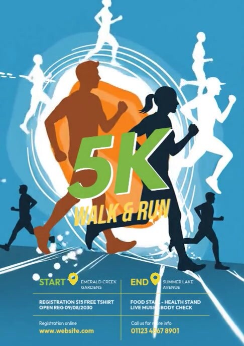 Copy of Blue Professional 5k Run Flyer Template A4 | PosterMyWall
