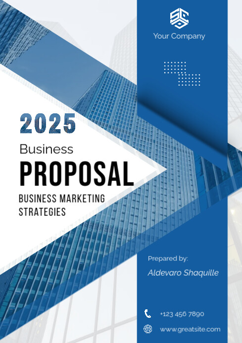 Blue Professional And White Modern Business Proposal Cover Page Document A4 template